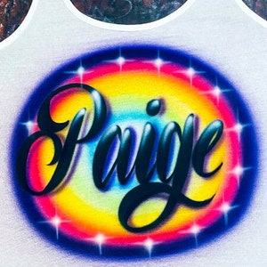 Airbrush Rainbow T shirt Script Name Design
