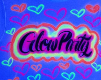 Custom Airbrush Glow in the Dark T Shirt – Personalized Neon Name Tee, Party Night Shirt, Festival & Rave Outfit, UV Reactive Paint