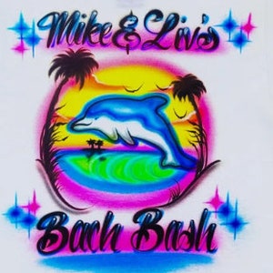 Airbrush Dolphin Ocean Beach Couple Shirt Personalized Design