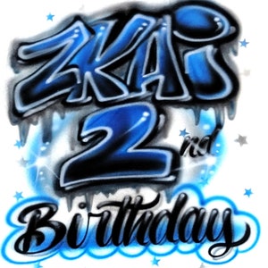 Airbrush Shirt Graffiti Hip Hop Birthday Boy Name With Age Retro Party T-Shirt Airbrushed Design