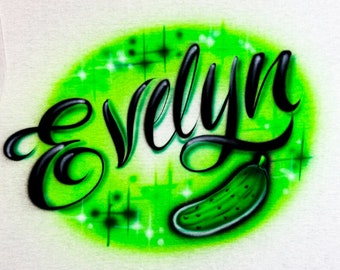 Airbrushed Cucumber Tee - Apple Tee - Cucumber Airbrushed Tee - Orange Tee -Cherries Tee - Airbrush Fruit - Personalized Tee
