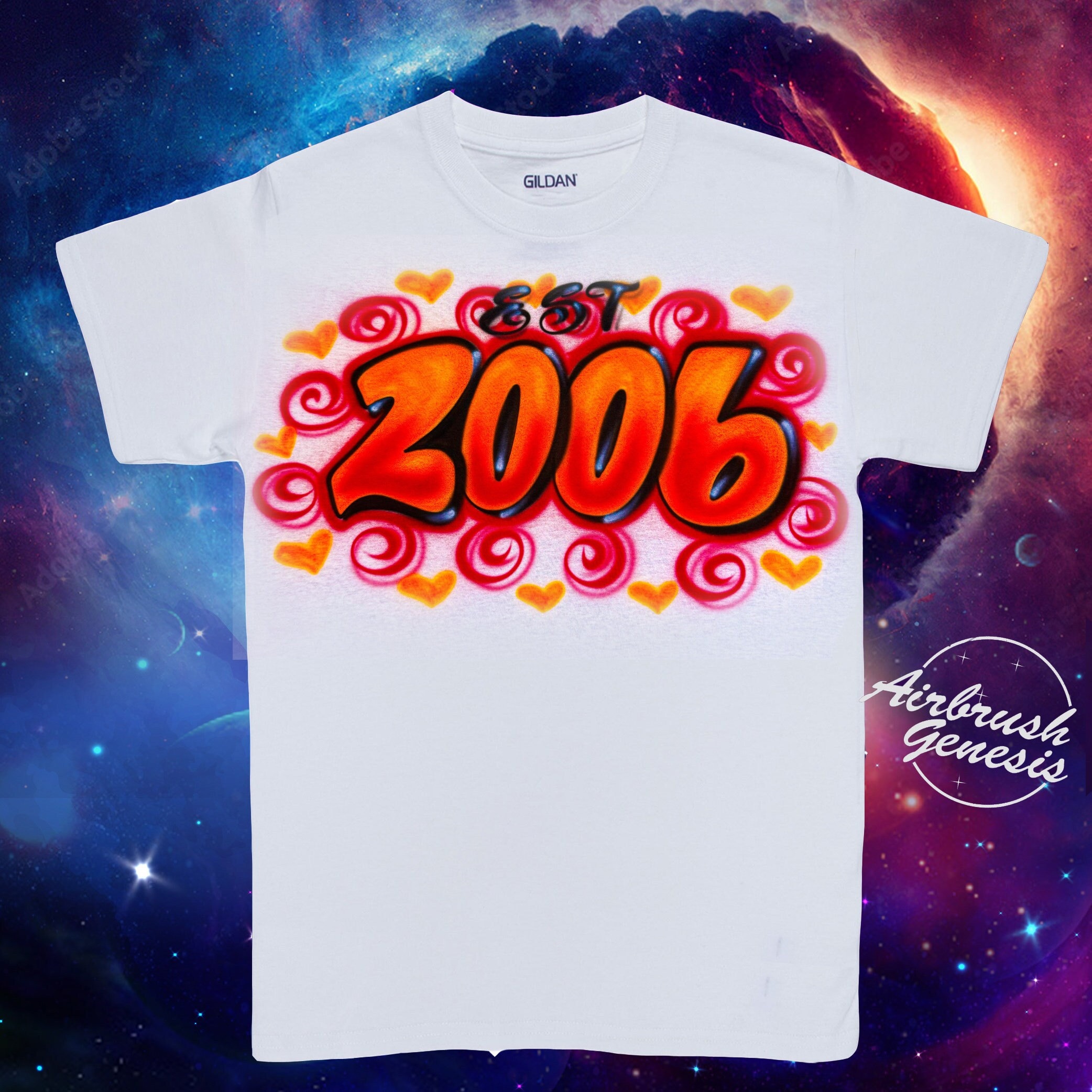 Est Year Hearts, Swirls Custom Airbrush Shirt - Etsy