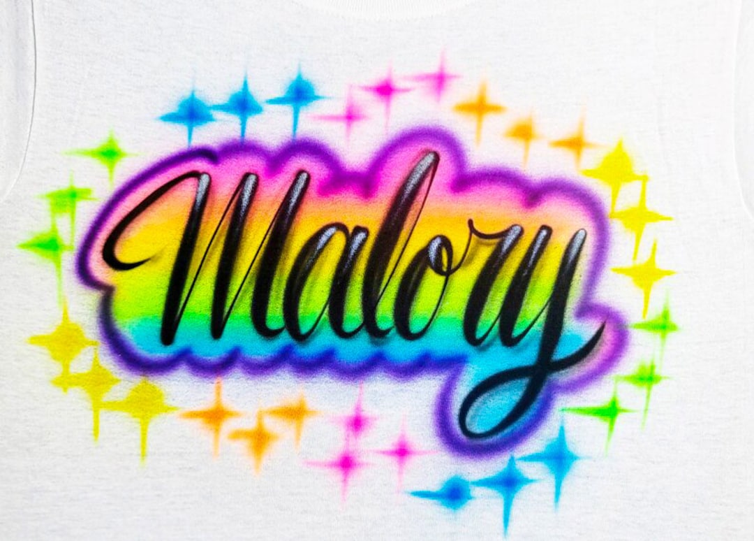 Airbrush T Shirt Rainbow Script Name Design - Etsy
