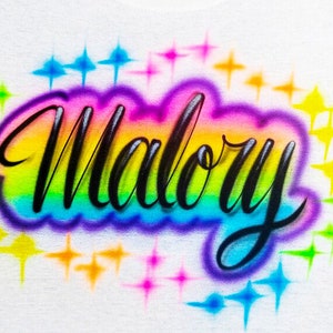 Airbrush T Shirt Rainbow Script name Design