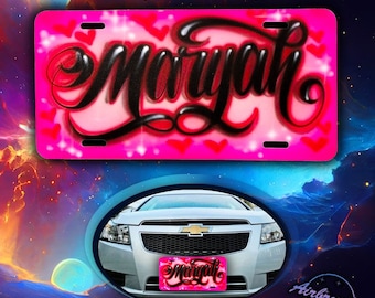 Personalized Airbrushed License Plate - Handcrafted Car Art - Custom Airbrushed License Plate - Hand-Painted Car Artwork - Custom Licence