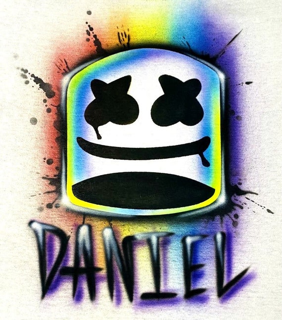 Airbrush T shirt Marshmello Face Gamer | Etsy T shirt Marshmellow DJ (volwassenen en kind size)