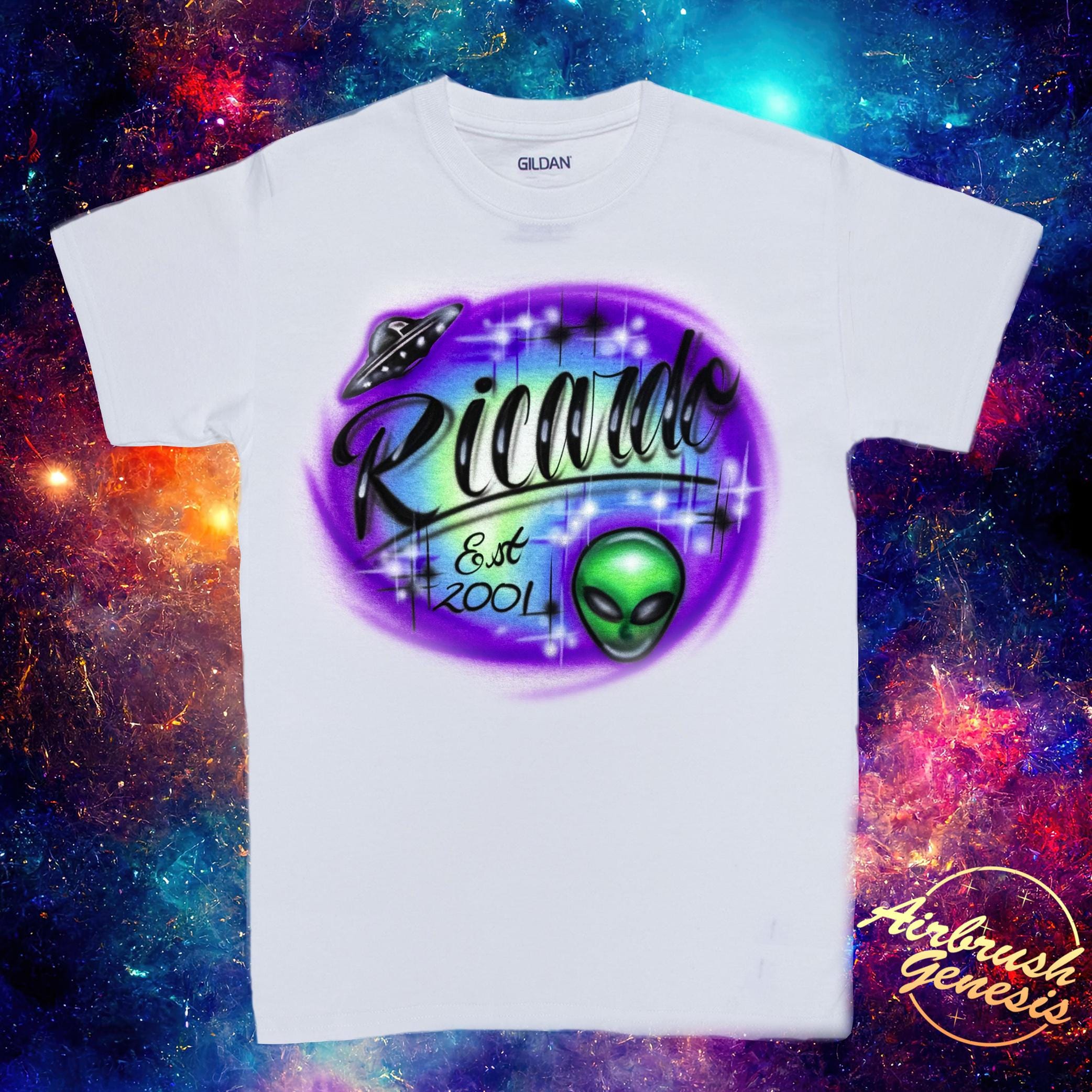 Spray Paint Airbrush T Shirt Alien,spaceship Design - Etsy