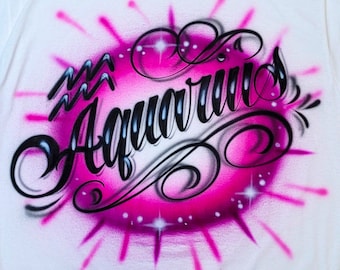 Zodiac Aquarius Birthday Airbrush Shirt | Zodiac Gift | Aquarius Gift