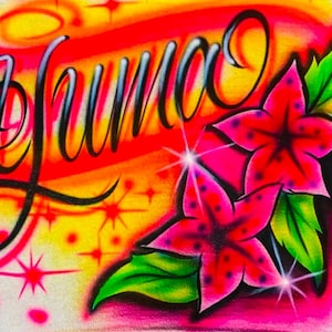 Airbrush T Shirt Flowers Name Design