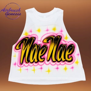 Airbrush Womens Racerback Cropped Tank Print Name Design