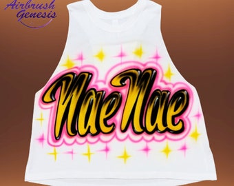 Airbrush Womens Racerback Cropped Tank Print Name Design