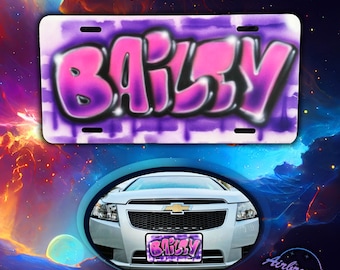Personalized Airbrushed License Plate - Handcrafted Car Art - Custom Airbrushed License Plate - Hand-Painted Car Artwork - Custom Licence