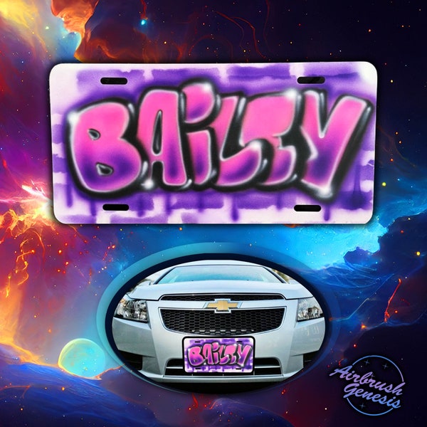 Personalized Airbrushed License Plate - Handcrafted Car Art - Custom Airbrushed License Plate - Hand-Painted Car Artwork - Custom Licence