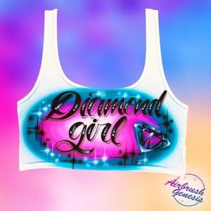 Spray Paint Airbrush Crop top,T Shirt,TankTop Diamond Design