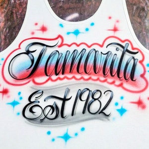Airbrush T-shirt Est Script Name Design