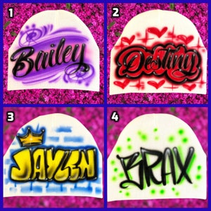 Airbrushed Beanie - Custom Printed Beanie - Personalized Cap - Name Beanie - Winter Headwear - Knitted Beanie - Winter Beanie - Hand Painted