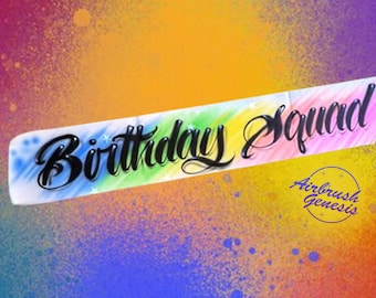 Banda de cumpleaños con aerógrafo, banda de cumpleaños, diseño de banda para cumpleaños número 16, 21, 30 y cualquier edad.
