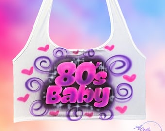 80’s Baby Airbrush T-Shirt – Custom Retro Graffiti Tee, 90s Throwback Birthday Shirt, Personalized Airbrush Shirt for Men & Women