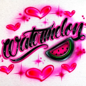 Airbrushed Watermelon Tee - Apple Tee - Cucumber Airbrushed Tee - Orange Tee -Cherries Tee - Airbrush Fruit - Personalized Tee