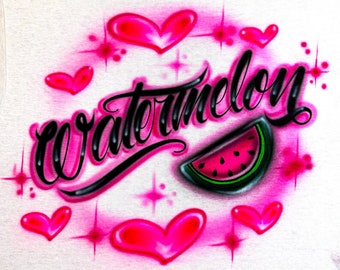 Airbrushed Watermelon Tee - Apple Tee - Cucumber Airbrushed Tee - Orange Tee -Cherries Tee - Airbrush Fruit - Personalized Tee