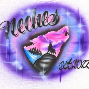 Custom Airbrush Wolf T-Shirt – Howling Moon Design – Personalized Name & Year – Dreamy Nature Tee image 6