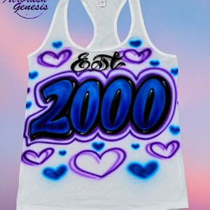 Airbrush Tanktop,Croptop Est Year Hearts Designs