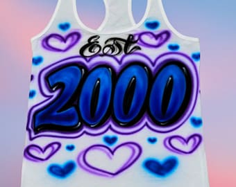 Débardeur Airbrush, Croptop Est Year Hearts Designs