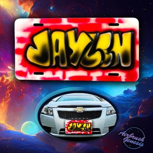 Personalized Airbrushed License Plate - Handcrafted Car Art - Custom Airbrushed License Plate - Hand-Painted Car Artwork - Custom Licence