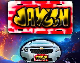 Personalized Airbrushed License Plate - Handcrafted Car Art - Custom Airbrushed License Plate - Hand-Painted Car Artwork - Custom Licence