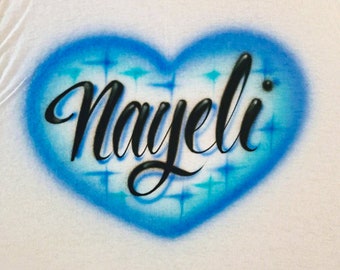 Airbrush T Shirt Heart name Design