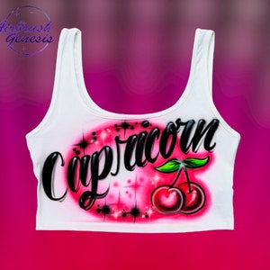 Spray Paint Airbrush Crop top,T Shirt,TankTop Cherry Design