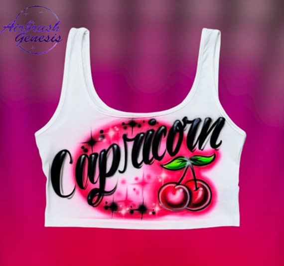 Spray Paint Airbrush Crop Top,t Shirt,tanktop Cherry Design - Etsy