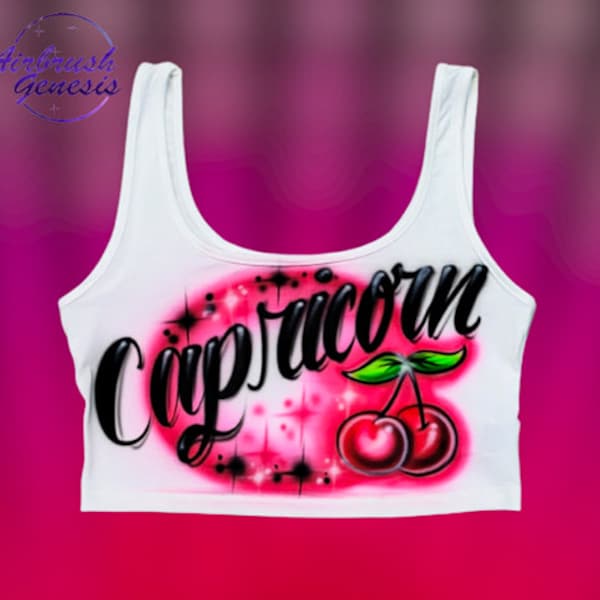 Spray Paint Airbrush Crop top,T Shirt,TankTop Cherry Design