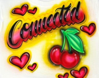 Spray Paint Airbrush Crop top,T Shirt,TankTop Cherry Design