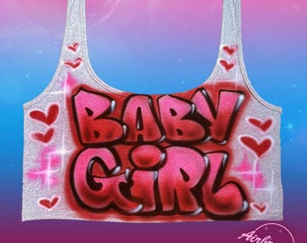 Airbrush Grey Solid tank Crop top, Graffiti Name