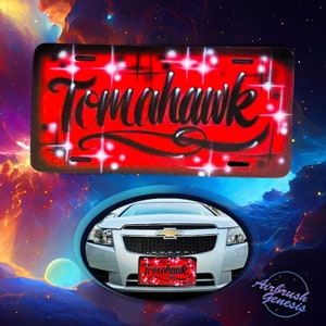 Personalized Airbrushed License Plate - Handcrafted Car Art - Custom Airbrushed License Plate - Hand-Painted Car Artwork - Custom Licence