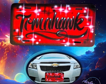 Personalized Airbrushed License Plate - Handcrafted Car Art - Custom Airbrushed License Plate - Hand-Painted Car Artwork - Custom Licence