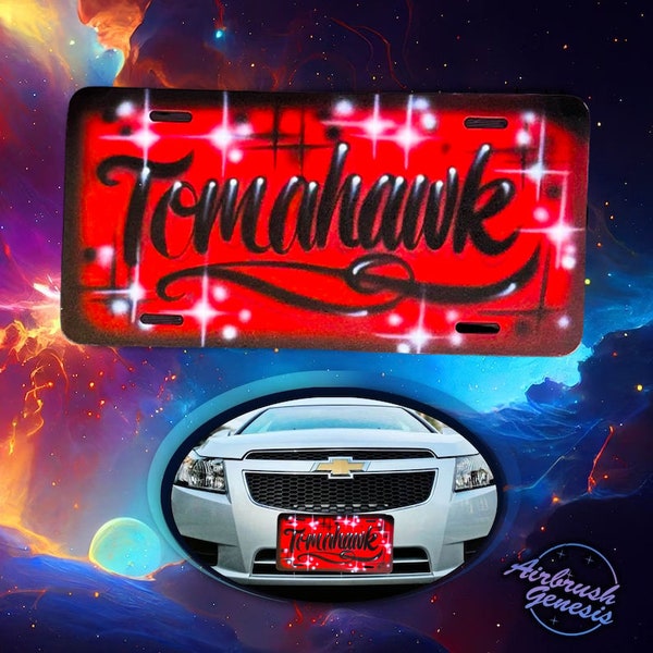 Personalized Airbrushed License Plate - Handcrafted Car Art - Custom Airbrushed License Plate - Hand-Painted Car Artwork - Custom Licence