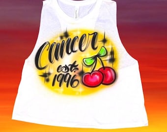 Spray Paint Airbrush RacerBackCropTank  Cherry Design