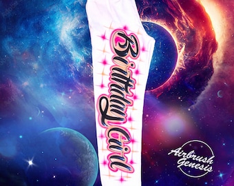 Airbrush Adult Sweatpants Birthday Girl Design