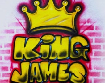 Airbrush T Shirt Crown Block Name