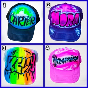Personalized Airbrushed Trucker Hat any name, Airbrushed Trucker Hat, Baseball Hat, Custom Hat, Trucker Hat, Birthday Hat, favor Design