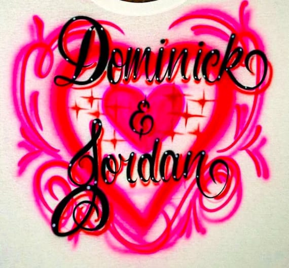 【S/E/O】 seoheads HEART AIRBRUSH T-SHIRT PINK Airbrush Heart w/ Two Colors Shirt Design – Airbrush Brothers