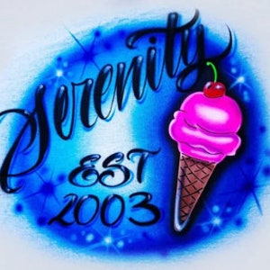 Airbrush T Shirt Script Name Ice Cream Cone