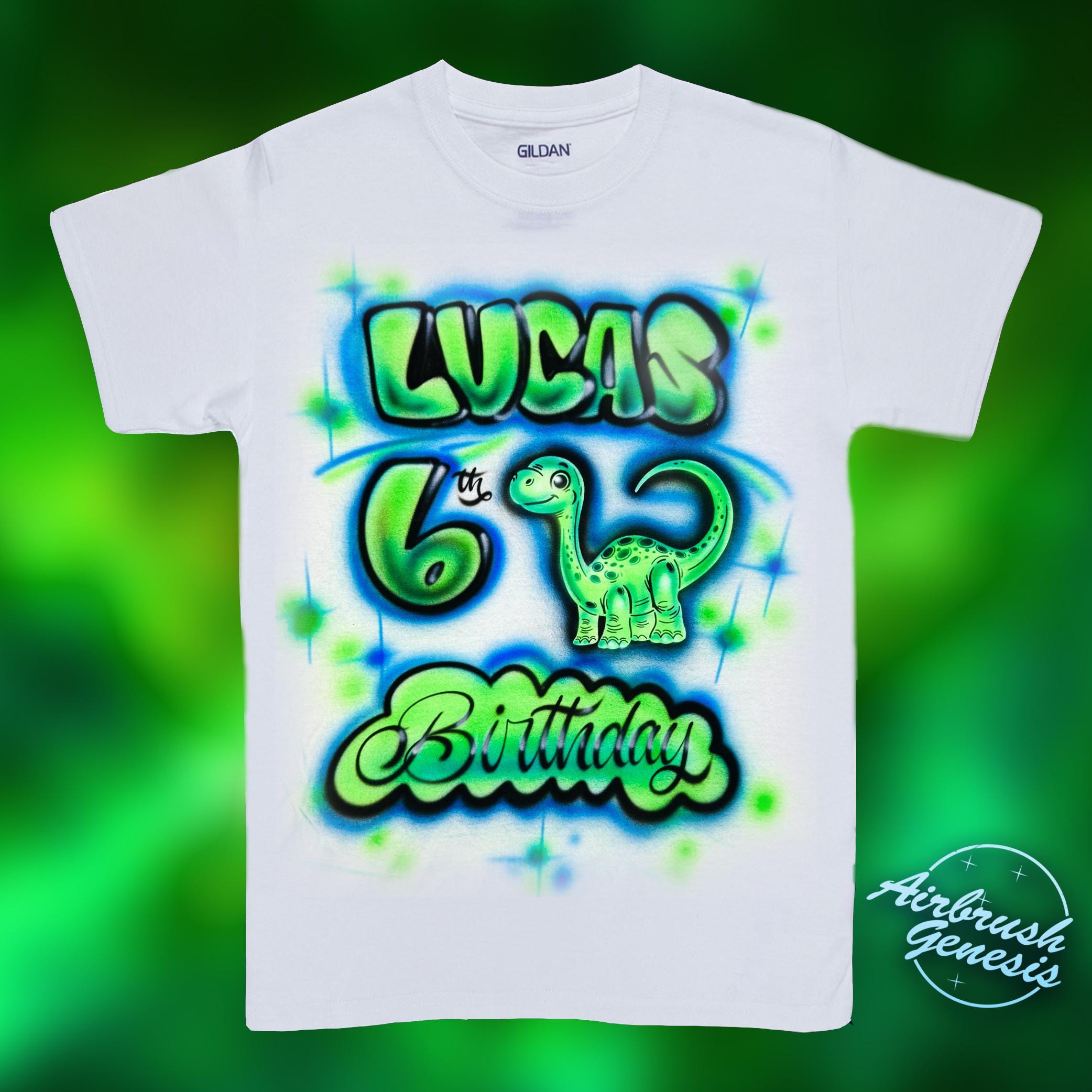 Airbrush T Shirt Dino Birthday Custom Name Design
