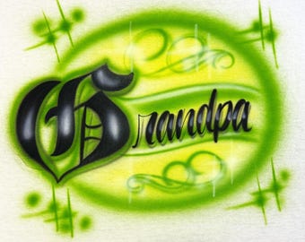 Airbrush-T-shirt Oud-Engelse schriftnaam