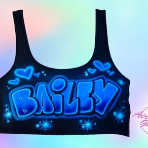 Airbrush Black Crop Top,CropTopTee,Halter Top,Heart Design
