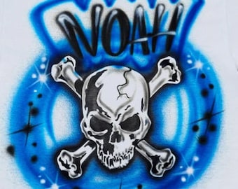 Airbrush Skull Name Design T-Shirt