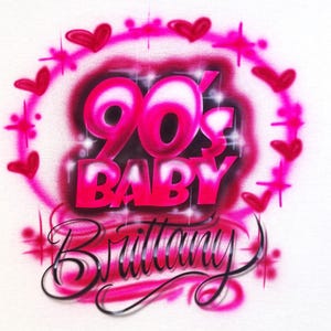 80’s Baby Airbrush T-Shirt – Custom Retro Graffiti Tee, 90s Throwback Birthday Shirt, Personalized Airbrush Shirt for Men & Women