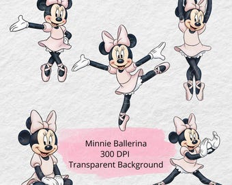 Pink Minnie Mouse Ballerina Clipart | Ballet Birthday (Digital Download)